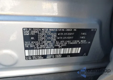 2020 Toyota Rav4 Xle из США, поврежденный, VIN 2T3W1RFV4LW060734